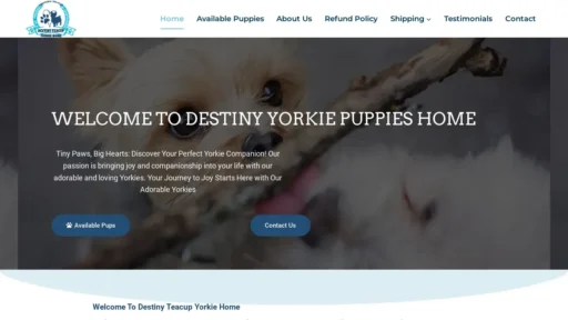 Scam Website Screenshot Destinyteacupyorkiehome.com