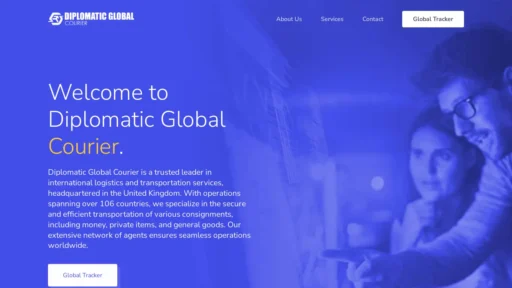 Scam Website Screenshot Diplomaticglobalcourier.com
