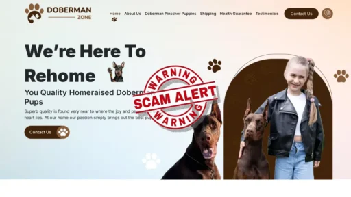Scam Website Screenshot Dobermandogzone.com