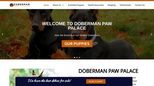 Scam Website Screenshot Dobermanpawpalace.com