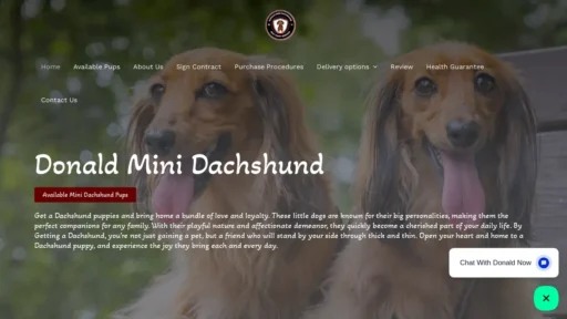 Scam Website Screenshot Donaldminidachshund.com