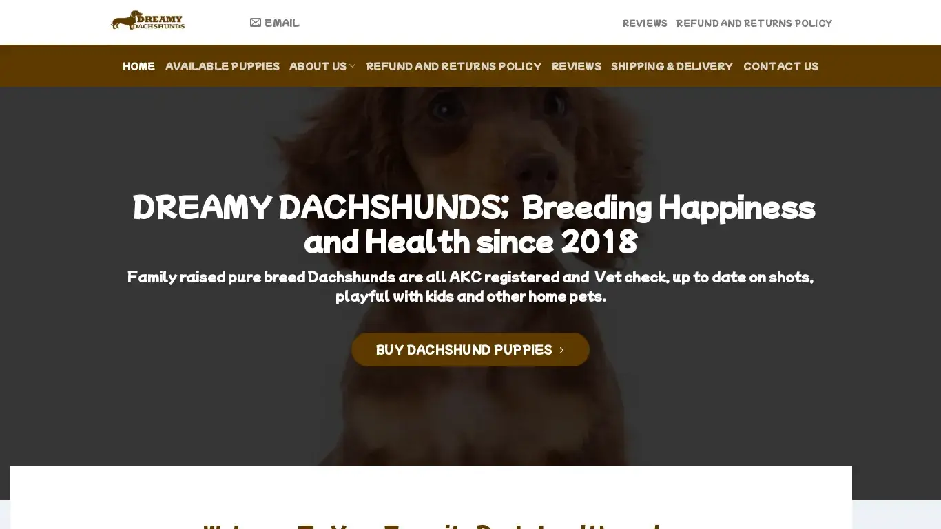 Scam Website Screenshot Dreamydachshunds.com
