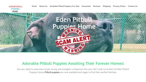 Scam Website Screenshot Edenpitbullpuppieshome.com