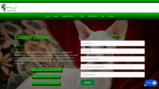 Scam Website Screenshot Elegantcattery.com