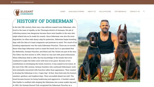 Scam Website Screenshot Elegantdobermann.com