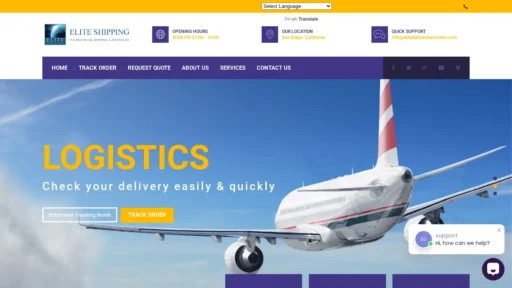 Scam Website Screenshot Elitedeliveryserviceinc.com