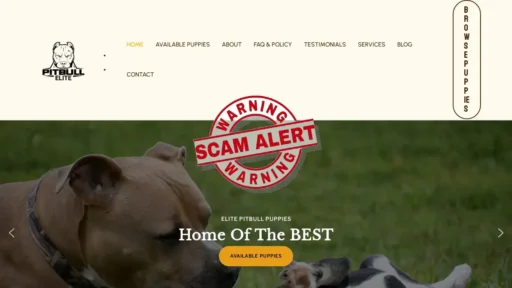 Scam Website Screenshot Elitepitbulls.com