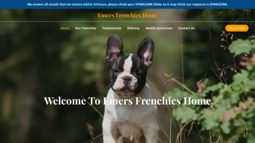 Scam Website Screenshot Emersfrenchieshome.com