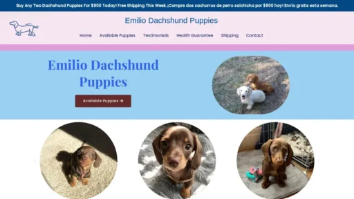 Scam Website Screenshot Emiliodachshundspuppies.com