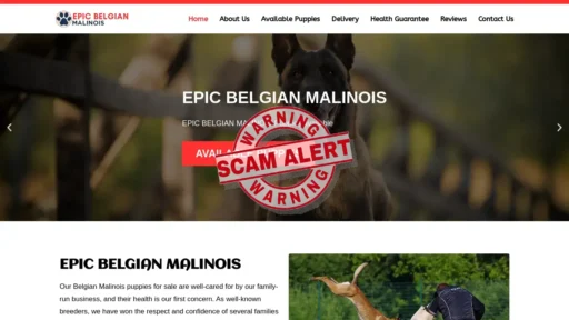 Scam Website Screenshot Epicbelgianmalinois.com
