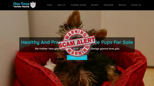 Scam Website Screenshot Ethanteacupyorkiehome.com