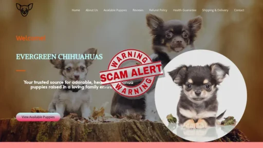 Scam Website Screenshot Evergreenchihuahuas.com