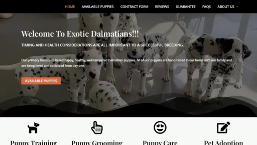 Scam Website Screenshot Exoticdamatians.com