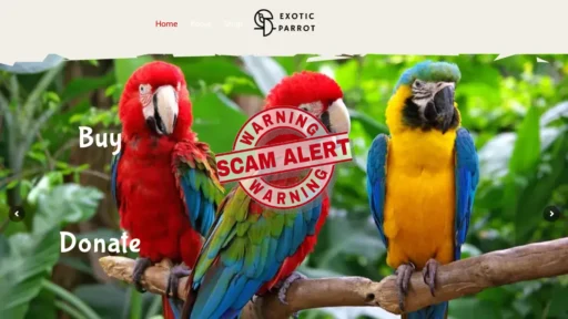 Scam Website Screenshot Exoticparrotshop.com