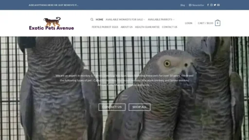 Scam Website Screenshot Exoticpetsavenue.com