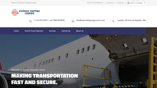 Scam Website Screenshot Expresshippingcourier.com