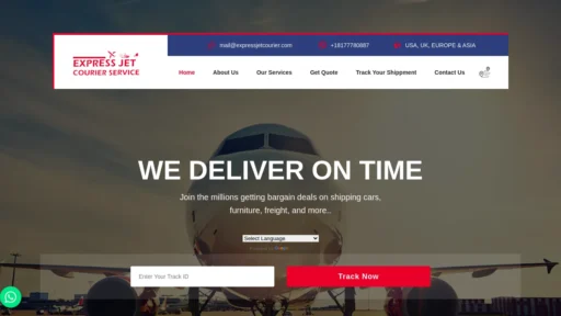 Scam Website Screenshot Expressjetcourier.com