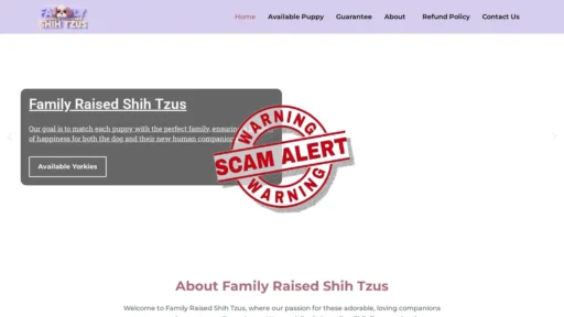 Scam Website Screenshot Familyraisedshihtzu.com