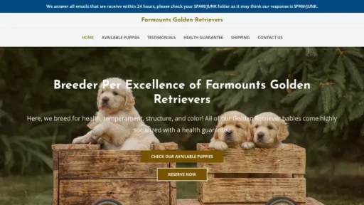 Scam Website Screenshot Farmountsgoldenretrievers.com