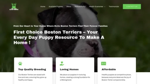 Scam Website Screenshot Firstchoicebostonterriers.com