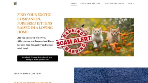 Scam Website Screenshot Fluffypawscattery.com