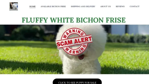 Scam Website Screenshot Fluffywhitebichonfrise.com
