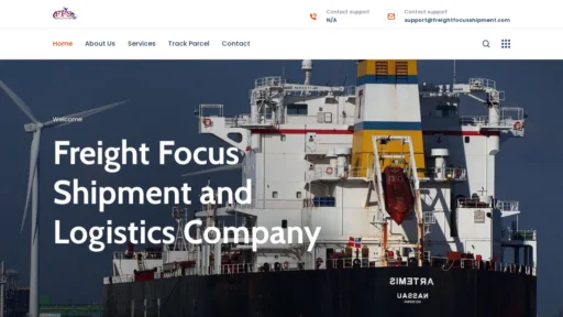 Scam Website Screenshot Freightfocusshipment.com