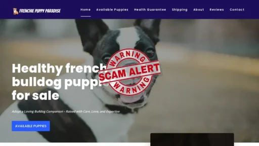 Scam Website Screenshot Frenchiepuppyparadise.com