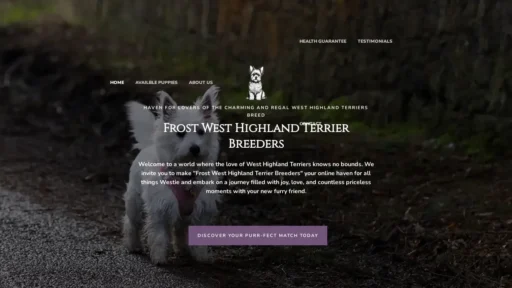 Scam Website Screenshot Frostwesthighlandterrierbreeders.com