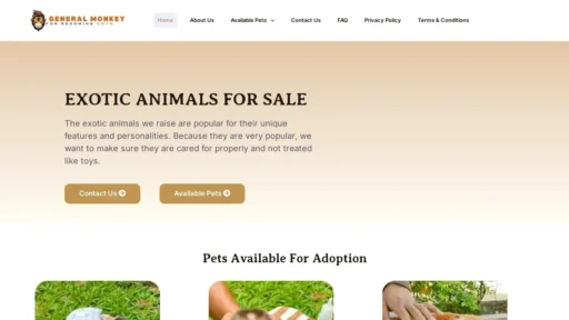 Scam Website Screenshot Generalmonkeyforrehoming.com
