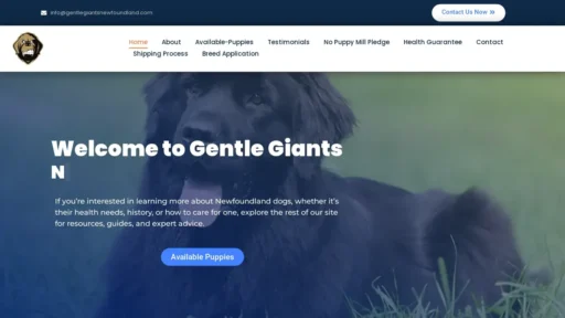 Scam Website Screenshot Gentlegiantsnewfoundland.com