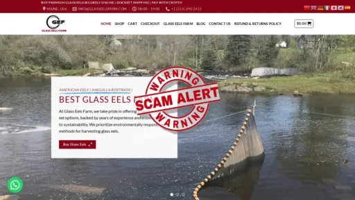 Scam Website Screenshot Glasseelsfarm.com