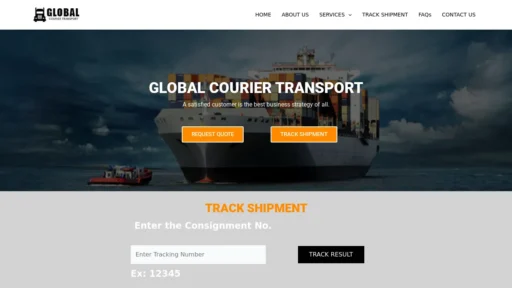 Scam Website Screenshot Globalcouriertransport.com