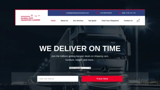 Scam Website Screenshot Globaleasytransport.com
