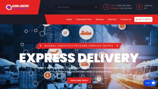 Scam Website Screenshot Globallogisticspetcareservice.com