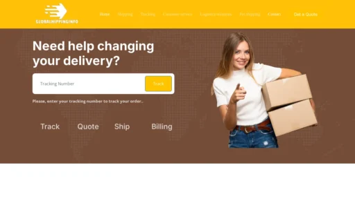 Scam Website Screenshot Globalshippinginfo.com