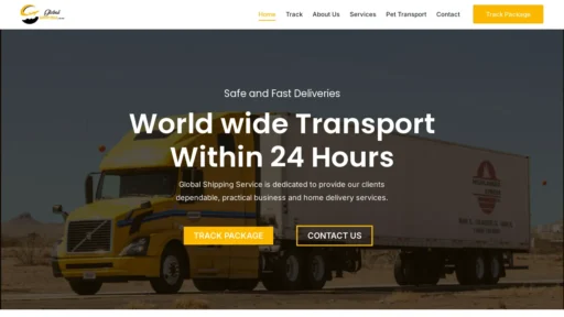 Scam Website Screenshot Globalshippingz.com