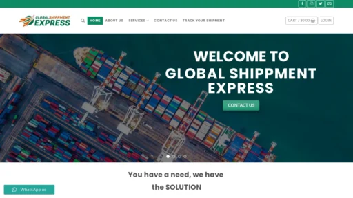 Scam Website Screenshot Globalshippmentexpress.com