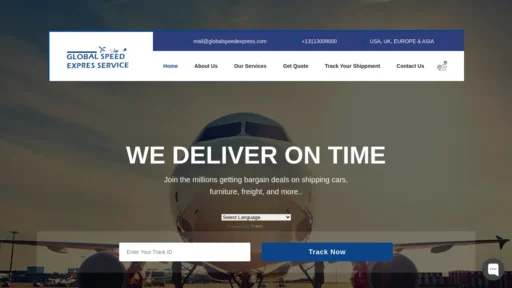 Scam Website Screenshot Globalspeedexpress.com
