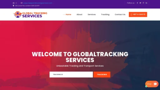Scam Website Screenshot Globaltrackingservices.com