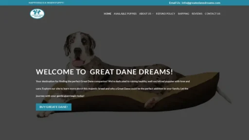 Scam Website Screenshot Greatedanedreams.com