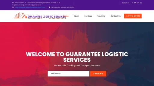 Scam Website Screenshot Guaranteelogisticservices.com