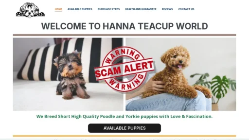 Scam Website Screenshot Hannateacupworld.com