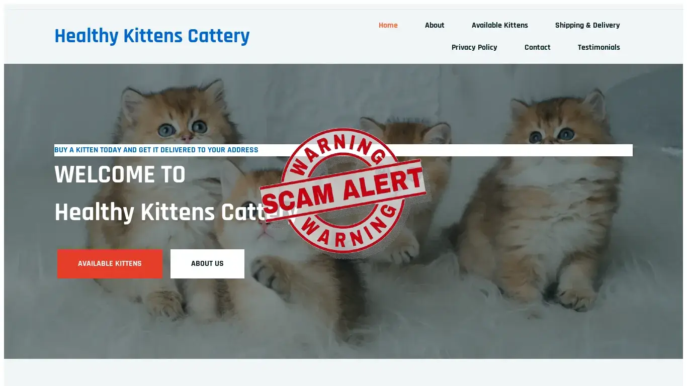 Scam Website Screenshot Healthykittens.shop
