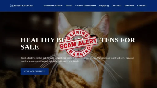 Scam Website Screenshot Homeofrjbengals.com