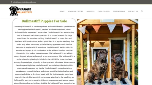 Scam Website Screenshot Homeraisedbullmastiffs.com