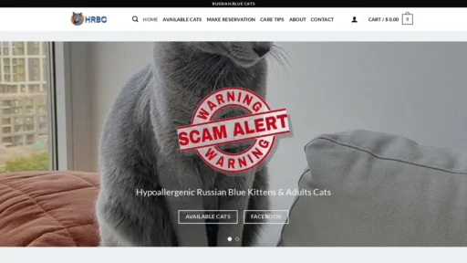 Scam Website Screenshot Hypoallergenicrussianblue.com