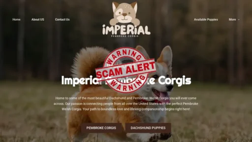 Scam Website Screenshot Imperialpembrokecorgis.com
