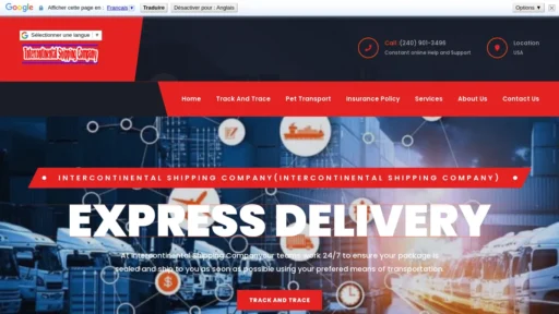 Scam Website Screenshot Intercontinentalshippingcompany.com