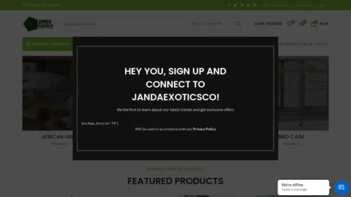 Scam Website Screenshot Jandaexoticsco.com